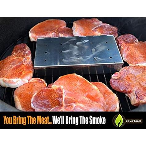 wood chip metal box for grill smokinh|Cave Tools Grill Smoker Box Starter Kit for Wood .